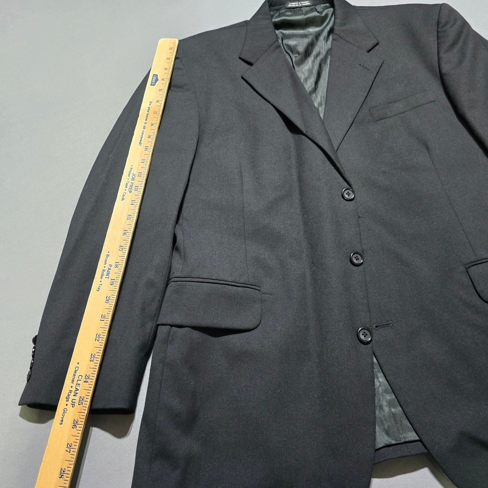Stafford Blazer Mens 44R Black 100% Pure‎ New Wool 3 Button Sport Coat - Picture 4 of 13